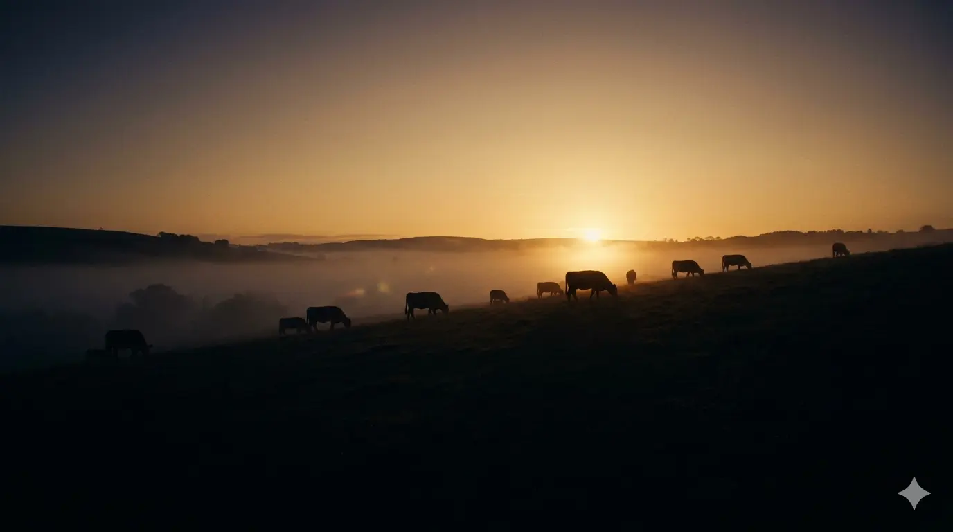 Ganado al amanecer
